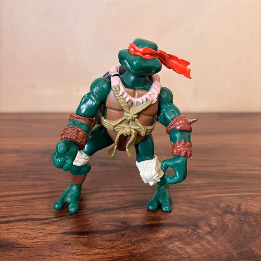 TMNT 2005 Paleo Patrol Michelangelo action figure, collectible, detailed design, vintage Teenage Mutant Ninja Turtles toy, great for fans and collectors.