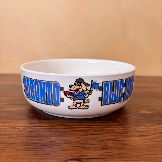 Vintage 2004 Toronto Blue Jays ceramic dog bowl with Hunter MLBP design. A perfect MLB pet accessory for Toronto fans, combining functionality and collectible value.