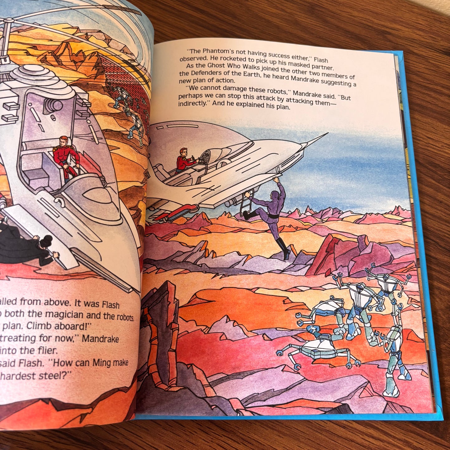 Vintage Defenders of the Earth Golden Book hardcover featuring The Frozen Fiends, a collectible 80s children’s book for fans of old cartoon books and superhero nostalgia.