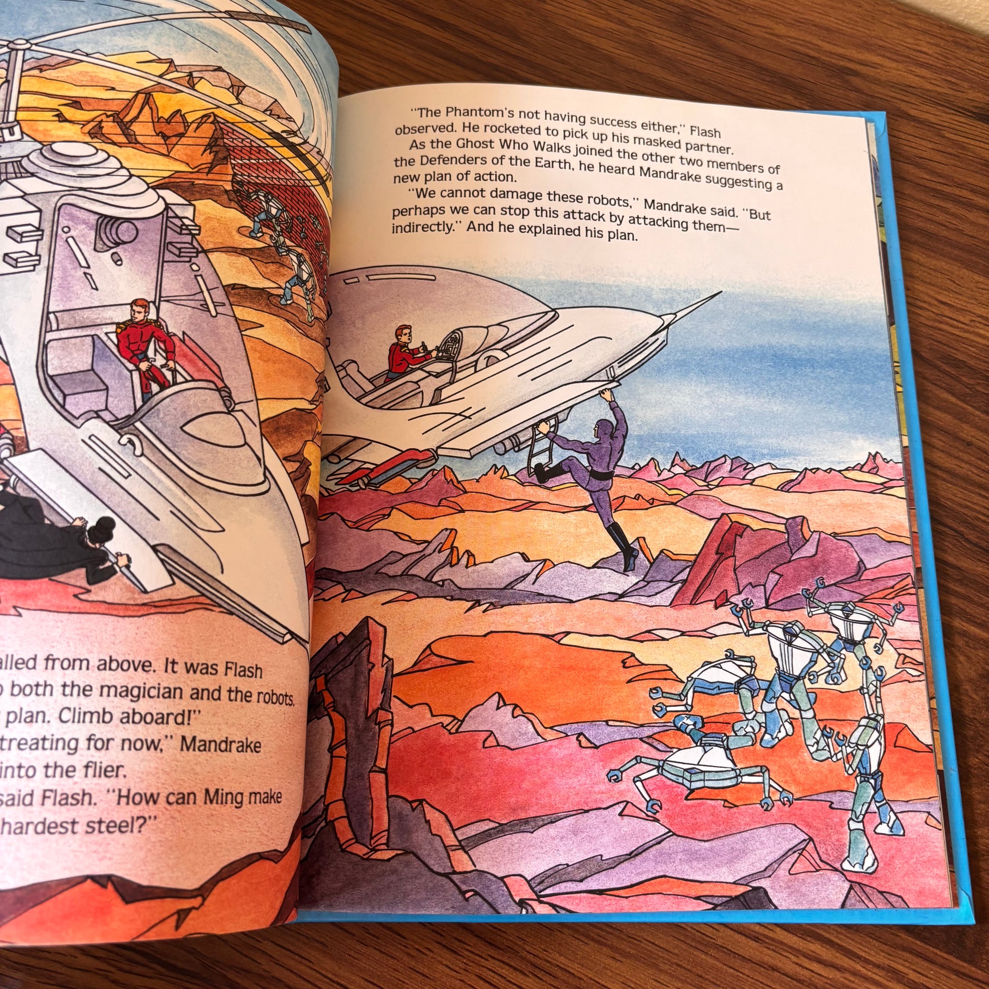 Vintage Defenders of the Earth Golden Book hardcover featuring The Frozen Fiends, a collectible 80s children’s book for fans of old cartoon books and superhero nostalgia.
