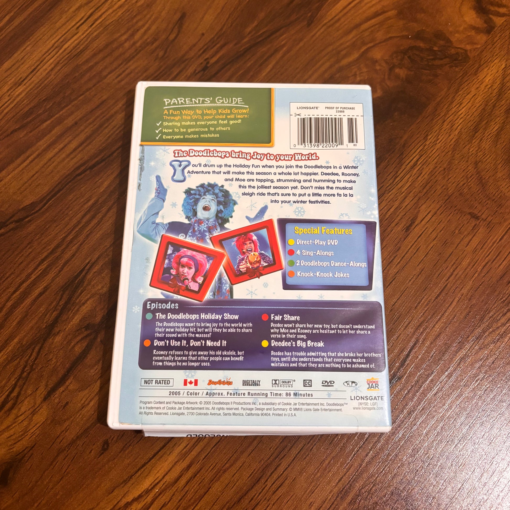 Vintage Doodlebops DVD Happy Doodle Holidays featuring original case artwork, a retro children’s Christmas DVD for fans of 2000s kids shows and holiday TV nostalgia.